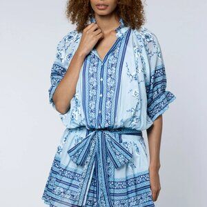 Juliet Dunn Cherry Blossom Blouson Dress in China Blue - New